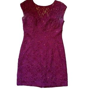 Magenta Lace Sequin Dress by Adrianna Papell
